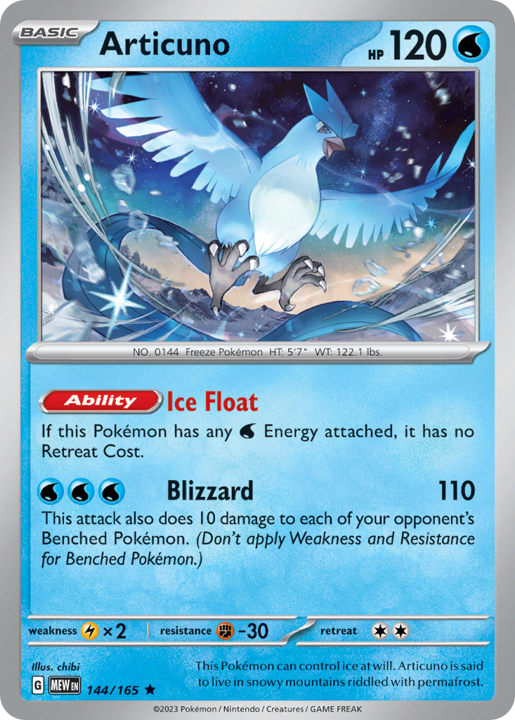 Articuno 144/165 — Pokémon 151 — Holo