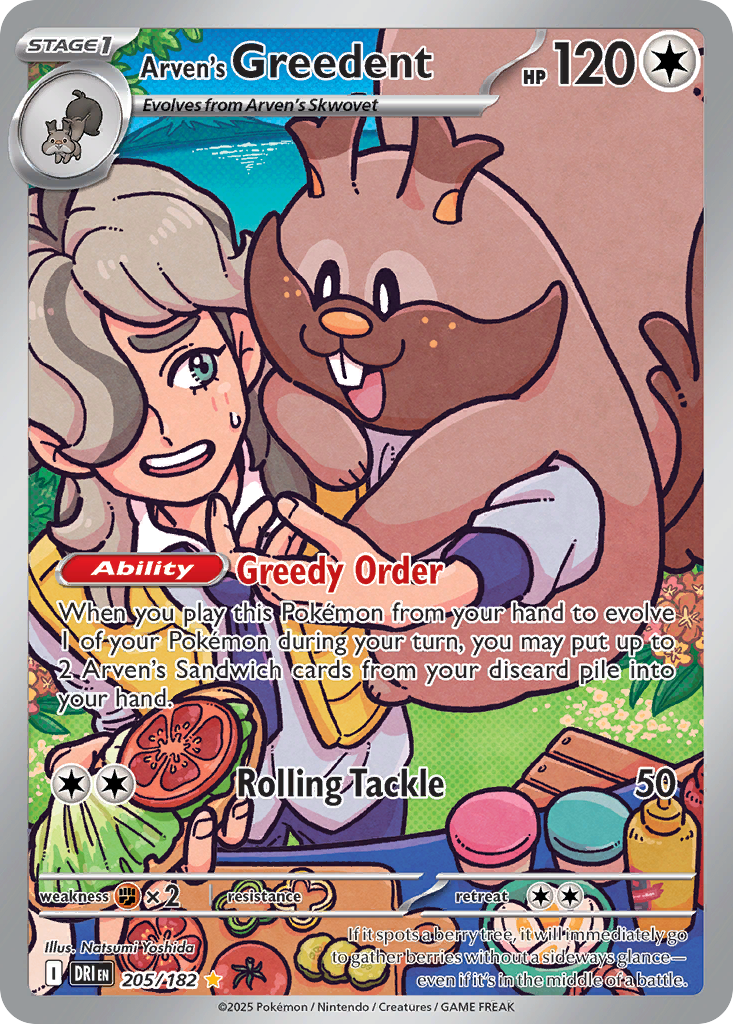 Arven's Greedent 205/182 — Destined Rivals — Illustration Rare
