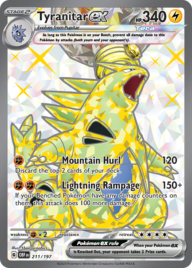 Tyranitar ex 211/197 — Obsidian Flames — Ultra Rare (Full Art)