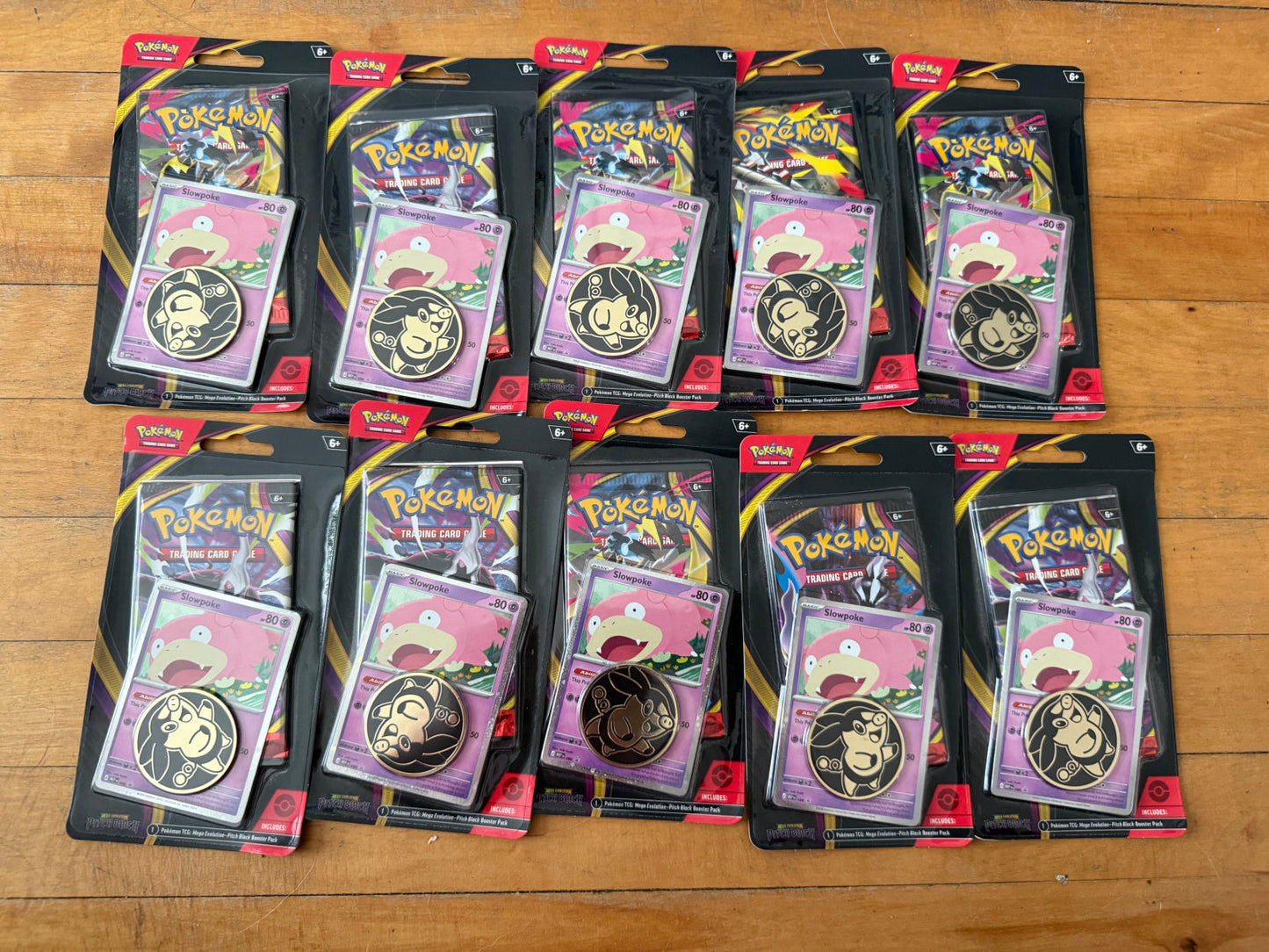 Pokémon Pitch Black Slowpoke Checklane Blister — Lot of 10 (Sealed)