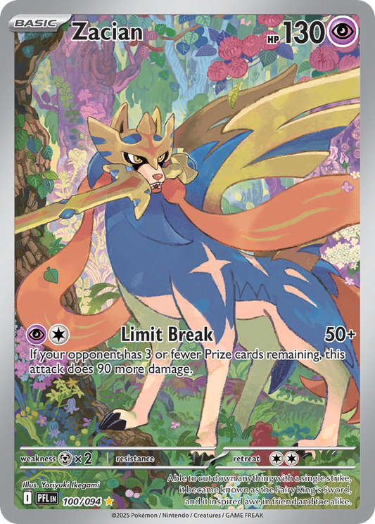 Zacian 100 — Phantasmal Flames — Holo