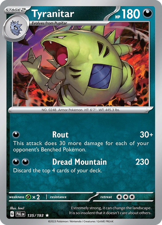 Tyranitar 135 — Paldea Evolved — Cosmos Holo