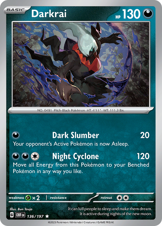 Darkrai 136 — Obsidian Flames — Cosmos Holo