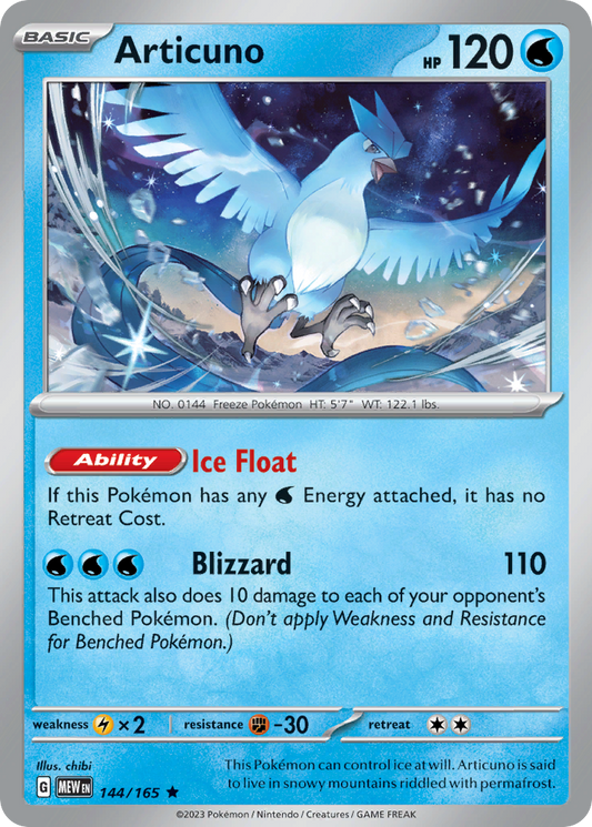 Articuno 144/165 — Pokémon 151 — Holo