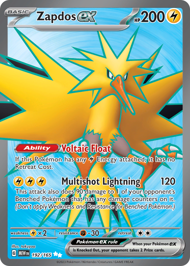 Zapdos ex 192/165 — Pokémon 151 — Ultra Rare (Full Art)