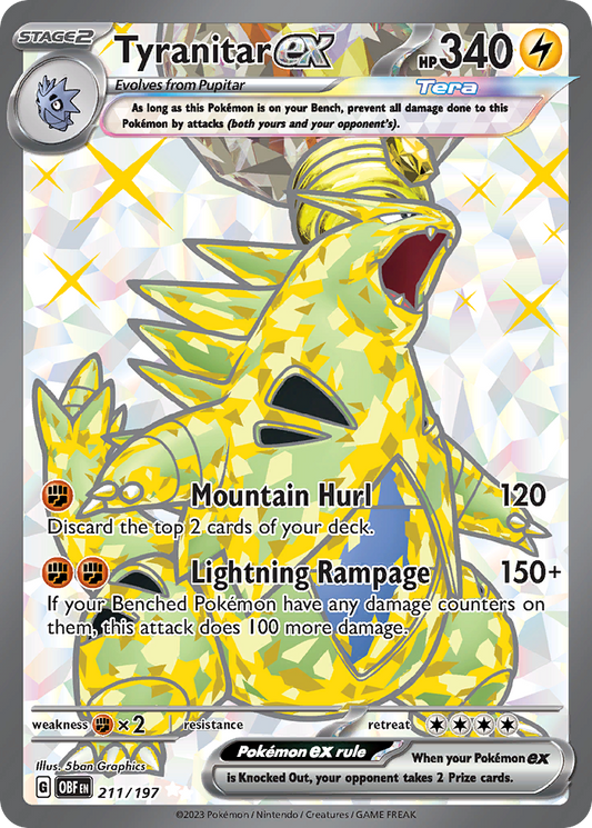 Tyranitar ex 211/197 — Obsidian Flames — Ultra Rare (Full Art)