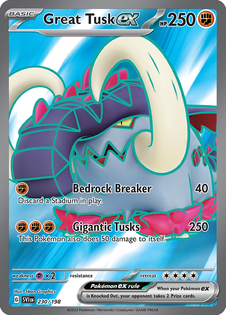 Great Tusk ex 230 — Scarlet Violet Base — Special Illustration Rare