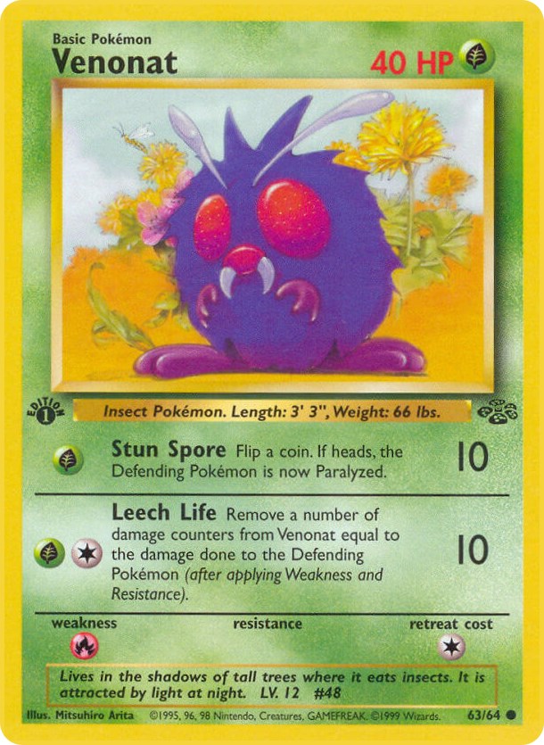 Venonat 63 — Jungle — Common 1St Edition