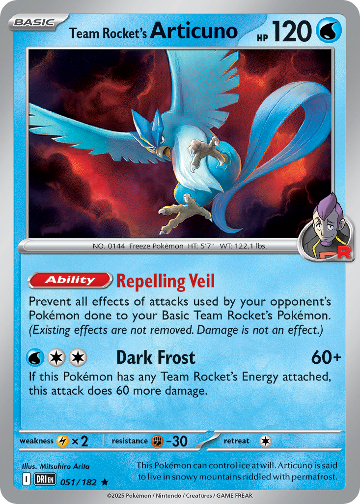 Team Rocket's Articuno 051 — Destined Rivals — Holo Rare