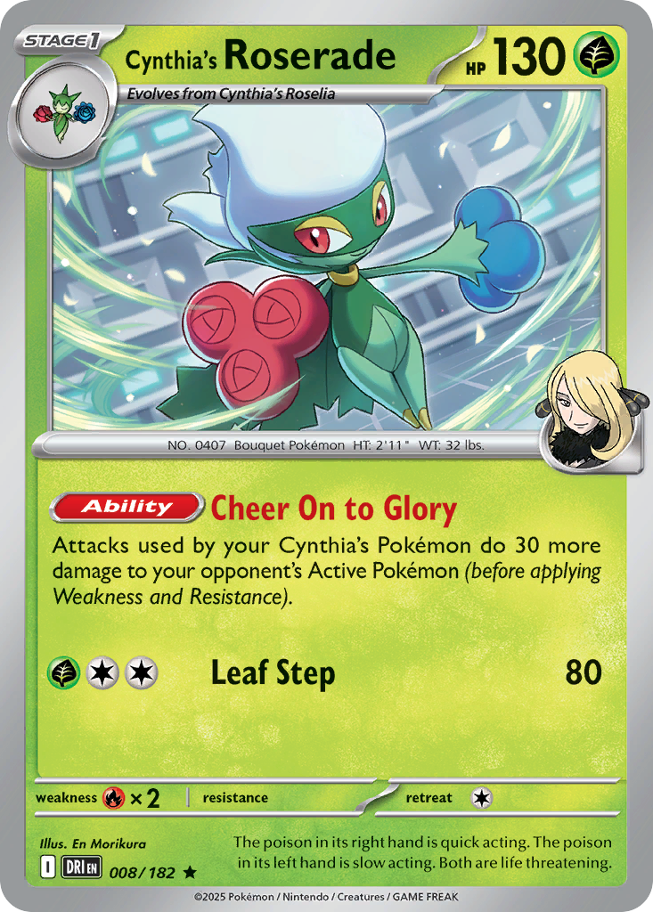 Cynthia's Roserade 8 — Destined Rivals — Holo Rare