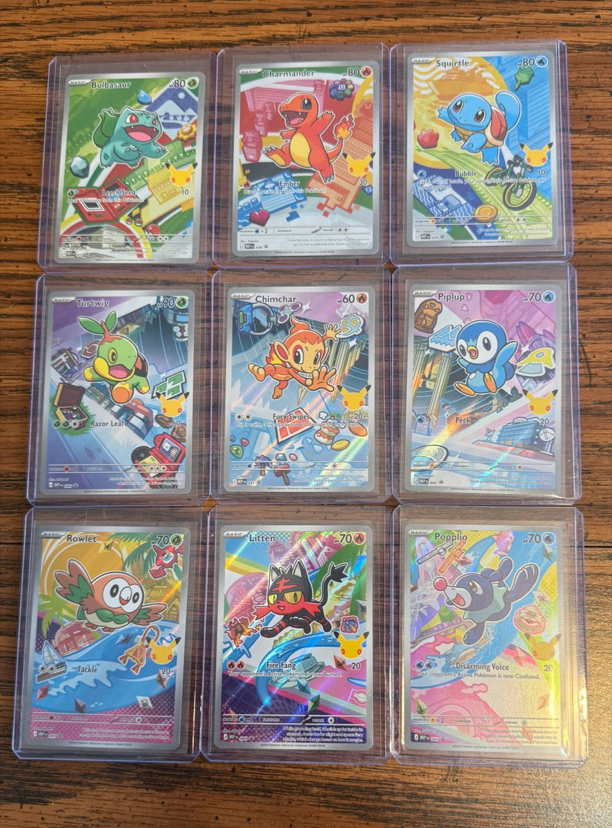 Pokémon First Partner Illustration Collection — 9-Card Set (Kanto · Sinnoh · Alola)