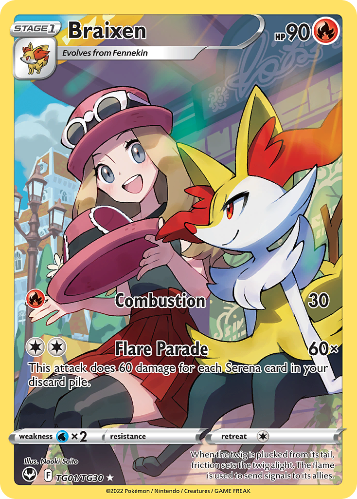 Braixen TG01/TG30 — Silver Tempest — Ultra Rare (Full Art)